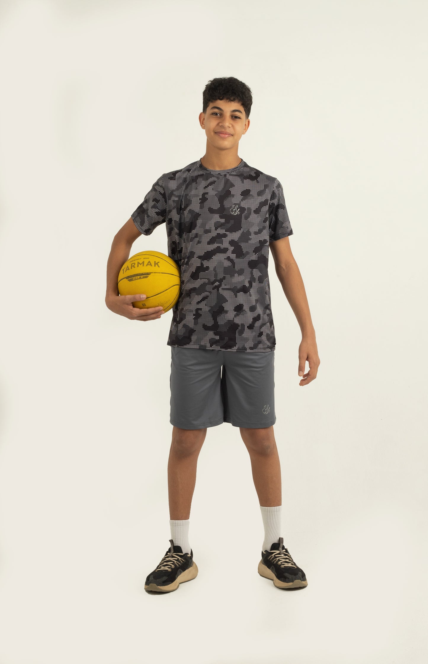 Boys Short Sleeve T-shirt Black & Grey Print