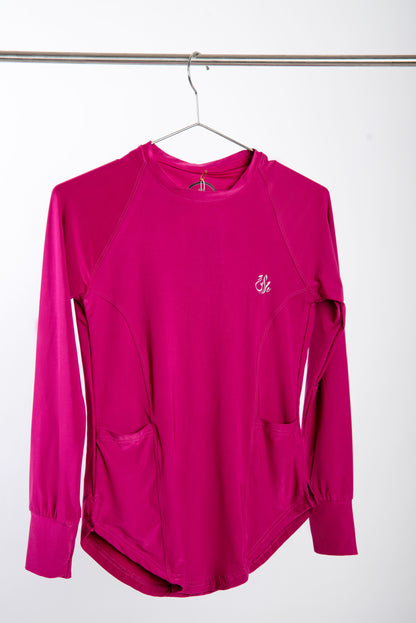 Girls Red Violet Long Sleeve T-shirt