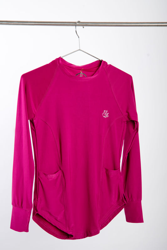 Girls Red Violet Long Sleeve T-shirt